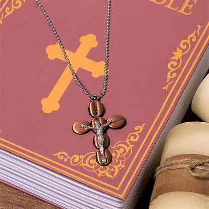 Prosty stylowy naszyjnik z wisiorkiem i amuletem religijnym Crucifx