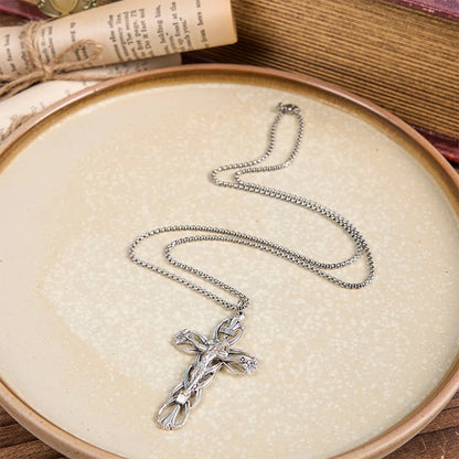 Retro Wzór Ekskluzywny Naszyjnik z Wisiorkiem Amuletem Krucyfiksu Jezusa